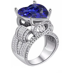 Natural Earth Mined Diamond Jewelry Ring Antique Style Heart Cut Blue Sapphire 4.50 Carats