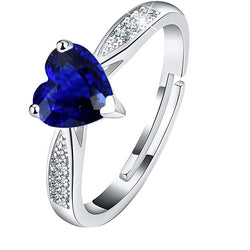 Heart Blue Sapphire Gemstone Ring With Natural Earth Mined Diamonds Tapered Shank 2 Carats