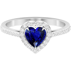 Heart Sapphire Halo Ring Pave Set Diamonds 3 Carats Women’s Jewelry