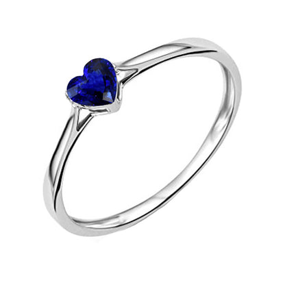  Half bazel fancy Engagement  Gold Heart Solitaire Natural Blue Sapphire Ring