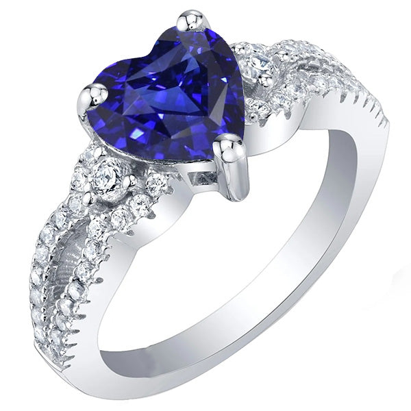 Gemstone  Lady’s   Ring Heart Cut Blue Sapphire Split Shank