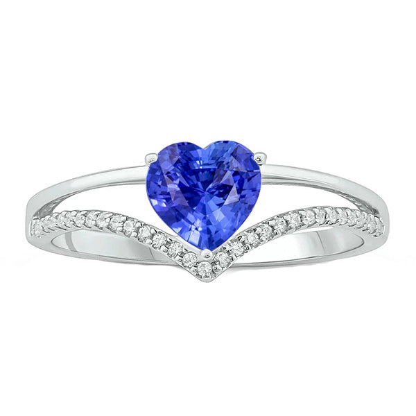 Lady’s   Heart Gold Diamond Jewelry Light Blue Sapphire Ring