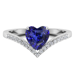 Natural Sapphire Ring 3ct - White Gold 14K