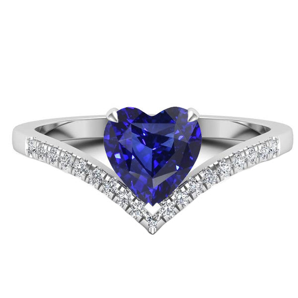 natural round sapphire 3ct ring front view