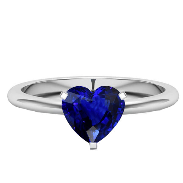 Gold  Sparkling Unique Lady’s   Solitaire Heart Sri Lankan Sapphire Ring Prong Set