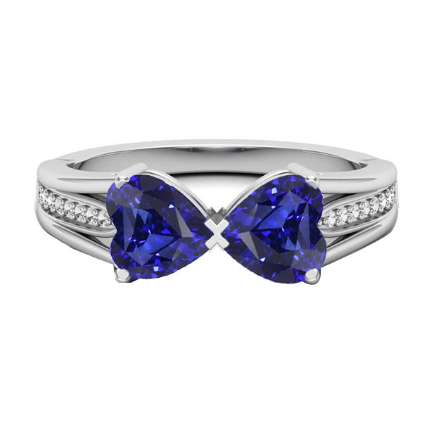 iamond Heart  Antique Lady’s   2 Stone Blue Sapphire Ring Gold