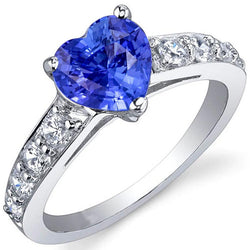 Heart Gemstone Ceylon Sapphire Ring & Accent Natural Earth Mined Diamonds 3.50 Carats