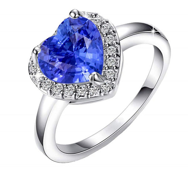 Gold Diamonds  Sparkling Unique Lady’s  Halo Engagement Ring Heart Sri Lankan Sapphire