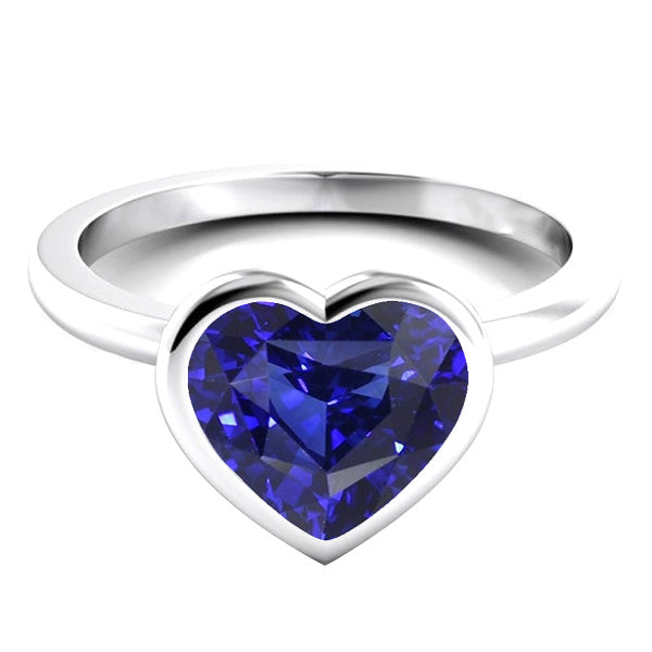 Solitaire  Sparkling Unique Lady’s  Ring Heart Bezel Set Sri Lankan Sapphire
