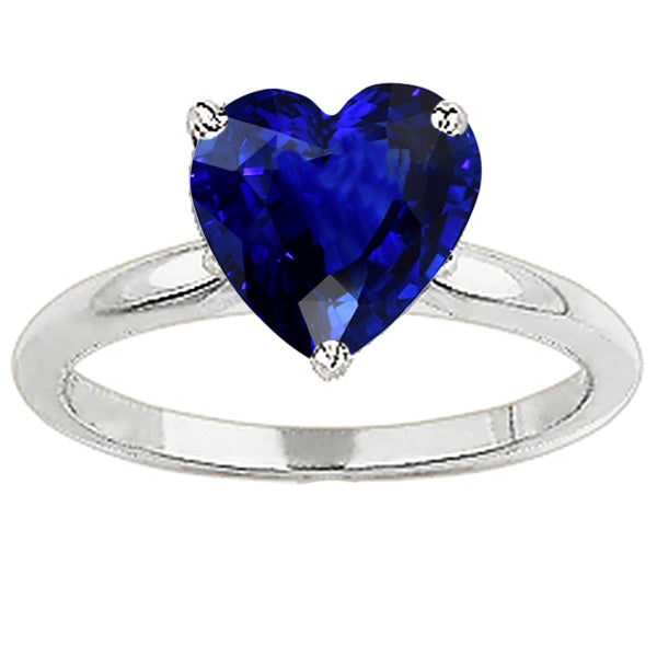Ceylon  Sparkling Unique Lady’s  Sapphire Solitaire Ring Heart Cut White Gold 