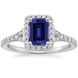 Blue Emerald Ceylon Sapphire Natural Earth Mined Diamond Engagement Ring 3 Carats