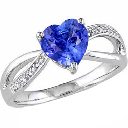 Natural Real ( Not Lab Grown )  Ladies Heart Gemstone Blue Sapphire Ring 3.50 Carats Split Shank Jewelry