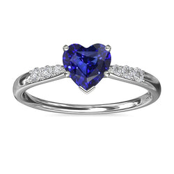 Heart Gemstone Blue Sapphire Natural Earth Mined Diamond Ring 2 Carats Gold 14K Jewelry