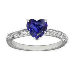 Srilanka Sapphire Gemstone Ring Heart Cut 2.50 Carats Natural Earth Mined Diamond Jewelry