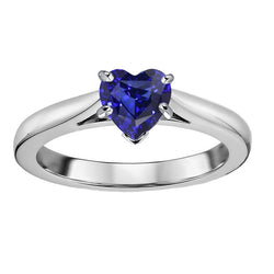 Heart Solitaire Ceylon Sapphire Ring Prong Set 1 Carat