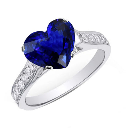 Unique Lady’s Gold Heart Ceylon Sapphire Diamond Engagement Ring