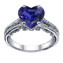 Natural Sapphire Ring 4.50ct - White Gold 14K