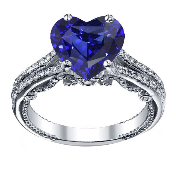 natural round sapphire 4.50ct ring front view