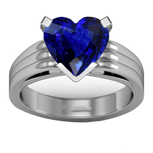 Unique Lady’s Women Solitaire Heart Cut Ceylon Sapphire Ring Triple Shank