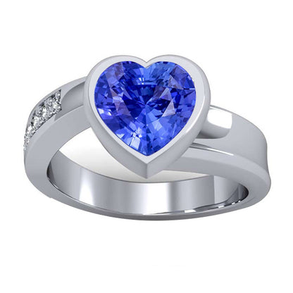 Gemstone Unique Lady’s  Ring Heart Bezel Set Ceylon Sapphire
