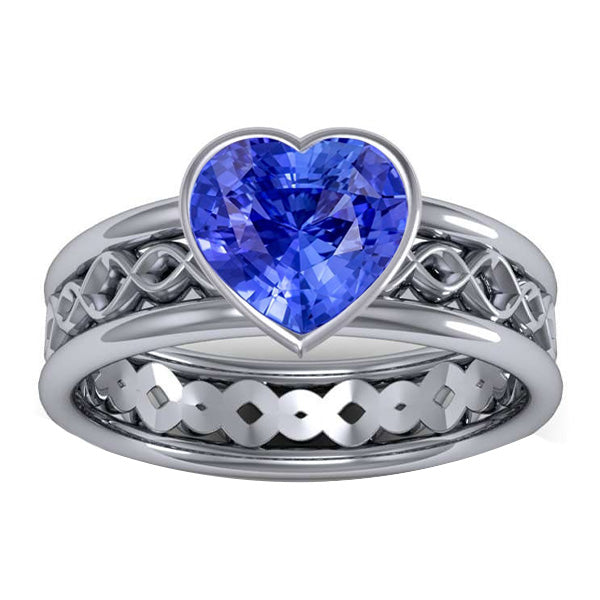 Infinity Style  Unique Lady’s Solitaire Bezel Heart Shaped Sapphire Ring