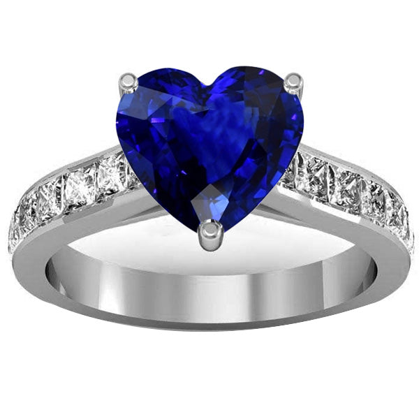  Sparkling Unique Lady’s  Gemstone Jewelry Blue Sapphire Heart Engagement Ring Gold