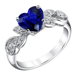 Gemstone Jewelry Vintage Style Sapphire And Natural Earth Mined Diamond Ring 2.25 Carats
