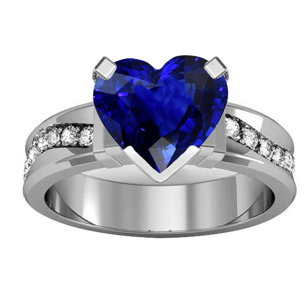 natural round sapphire 4ct ring front view