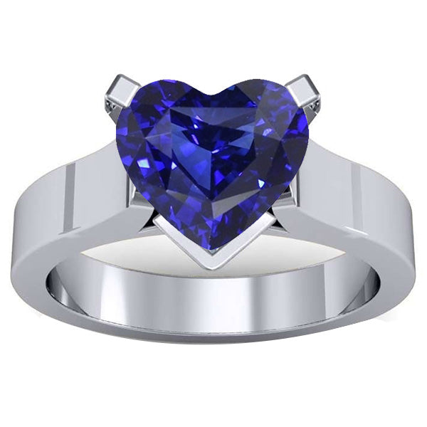  Sparkling Unique Lady’s  Heart Solitaire Ring Ceylon Blue Sapphire