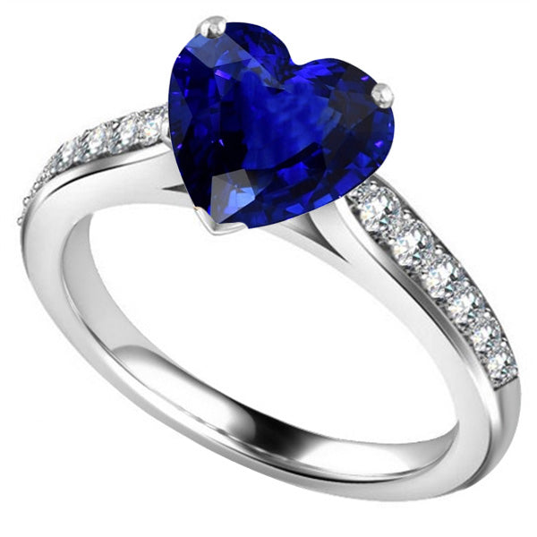 Ceylon Sapphire Diamond Ring  Tapered Shank Gemstone Jewelry
