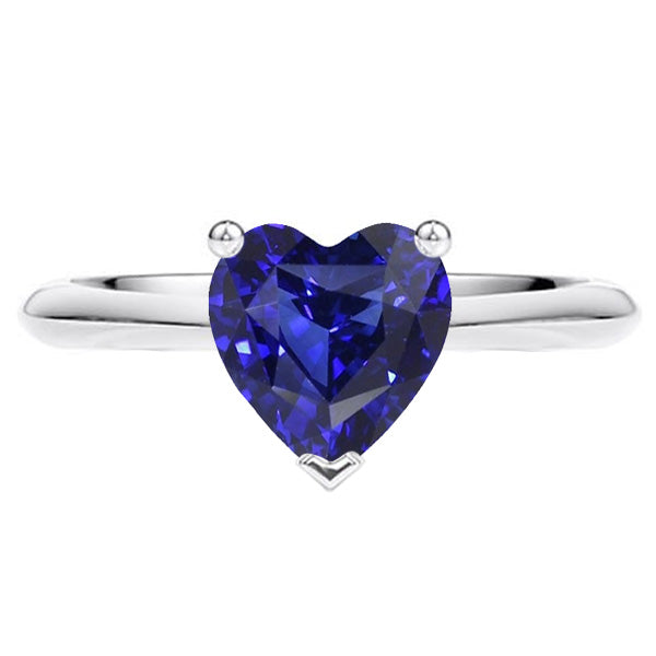 Solitaire  Fancy Lady’s Vintage Style  Ring White Gold Ceylon Sapphire Heart Shaped