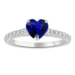 Round Natural Earth Mined Diamond Sapphire Ring Heart Cut Cathedral Setting 2.50 Carats