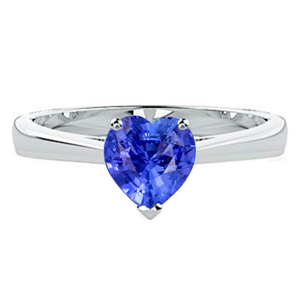  Solitaire Sparkling Unique Lady’s Ring Heart Prong Set Light Blue Sapphire Gold