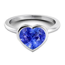 Natural Real ( Not Lab Grown )  Heart Solitaire Bezel Set Light Blue Sapphire Ring 2.50 Carats
