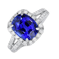 Natural Earth Mined Diamond Halo Oval Blue Sapphire Ring Split Shank 5.50 Carats Jewelry