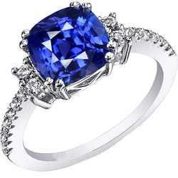 Natural Sapphire Ring 4.50ct - White Gold 14K