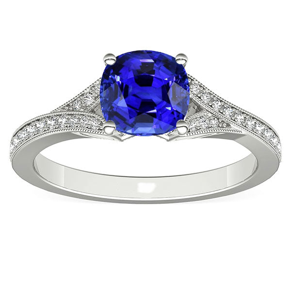 Cushion Sapphire Gemstone Ring  Best amazing weeding   Split Shank Women’s Jewelry