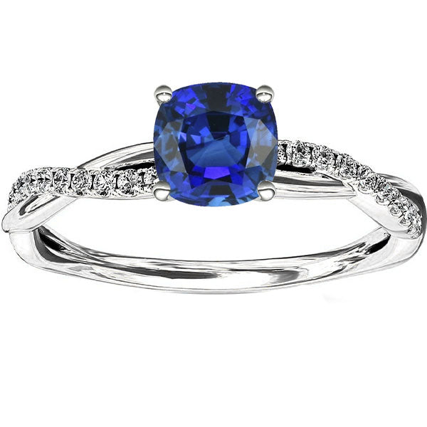  Best amazing weeding  Diamond Engagement Cushion Sapphire Ring Twisted Style