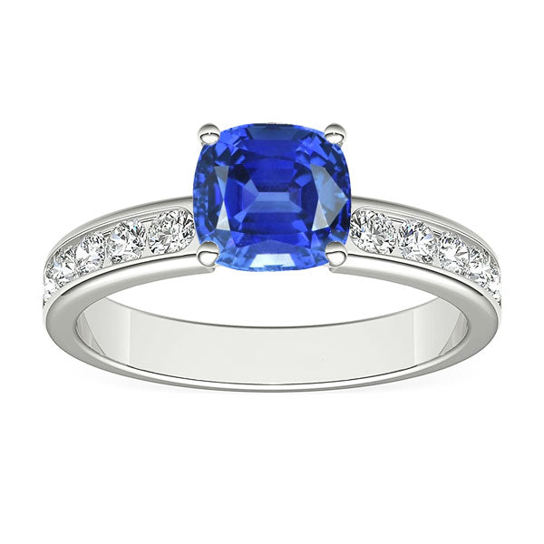 Round Diamond Cushion Sapphire  Best amazing weeding  Gemstone Ring