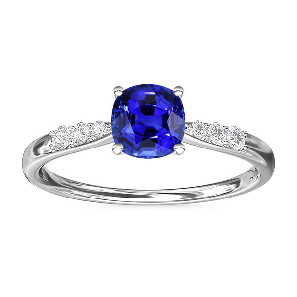 Ladies New weeding  Blue Sapphire Diamond Cushion Engagement Ring