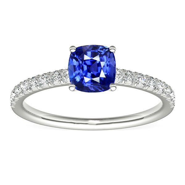 natural round sapphire 3ct ring front view