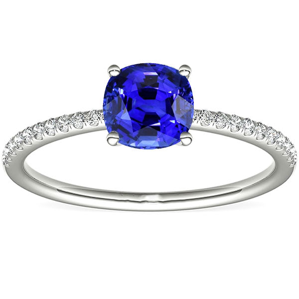 natural round sapphire 3ct ring front view