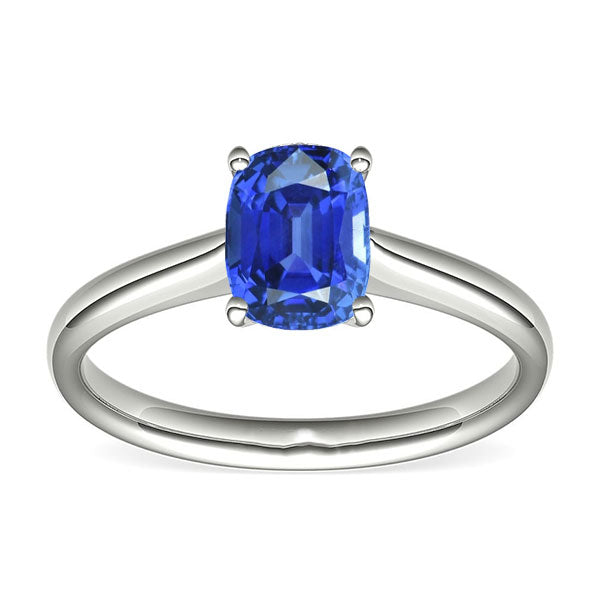 Solitaire Oval Natural Blue Sapphire Ring Ladies New weeding   White Gold