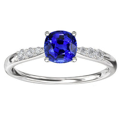 Blue Sapphire Gemstone Ring White Gold 14K Natural Earth Mined Diamonds 2.50 Carats