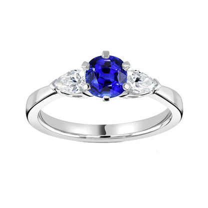 natural round sapphire 1.25ct ring front view