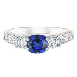 Cushion Sapphire Gemstone Ring Prong Set Round Natural Earth Mined Diamonds 2.50 Carats