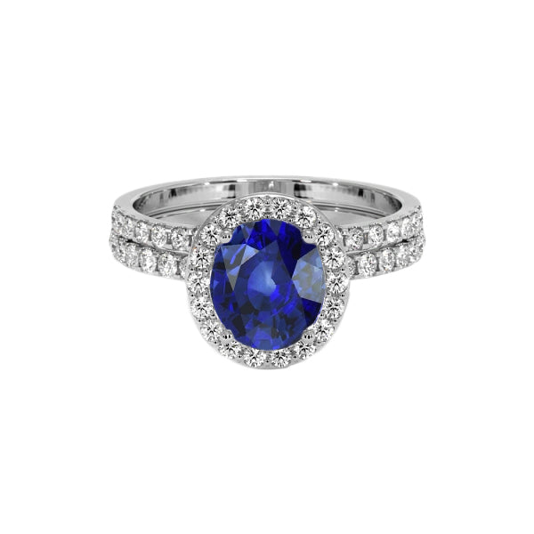 New Amazing Stylish Oval Blue Sapphire Halo Engagement Ring