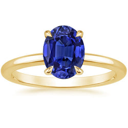 Solitaire Engagement Ring Oval Sri Lankan Sapphire 2.50 Carats