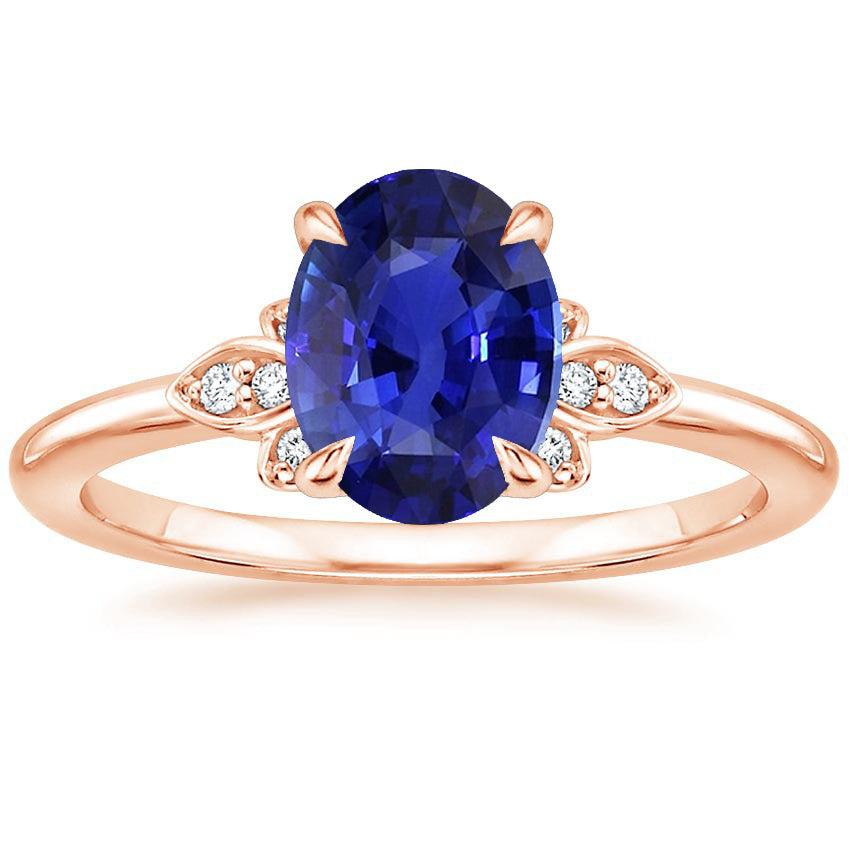 Solitaire Unique Lady’s Ring Blue Sapphire & Diamond Accent