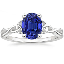 Solitaire Anniversary Ring Vintage Style Oval Blue Sapphire 2 Carats